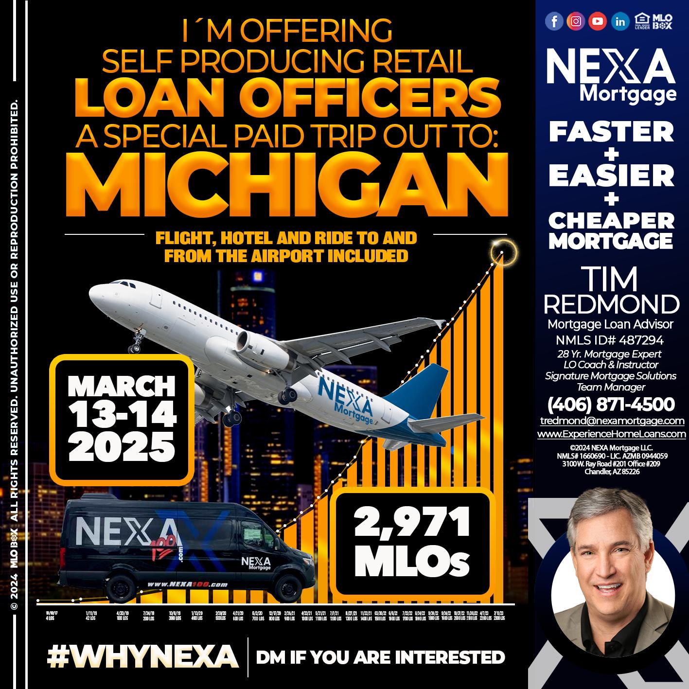 2,971 MLOs - Tim Redmond -Mortgage Loan Advisor | NMLS 487294 <br /> 28yr/Mortgage Expert | LO Coach & Instructor <br /> Signature Mortgage Solutions | Team Manager” alt=”2,971 MLOs – Tim Redmond -Mortgage Loan Advisor | NMLS 487294 <br /> 28yr/Mortgage Expert | LO Coach & Instructor <br /> Signature Mortgage Solutions | Team Manager” />Hi, my name is Tim Redmond. Iβm a Loan Officer with NEXA Mortgage LLC., offering personalized mortgage solutions, fast customized quotes, great rates and service with integrity.</p>
<div class=