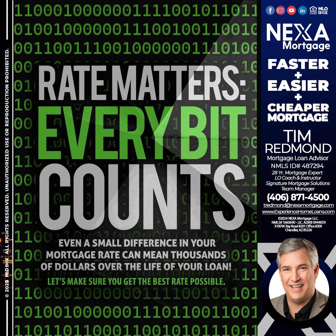 RATES MATTERS - Tim Redmond -Mortgage Loan Advisor | NMLS 487294 <br /> 30yr/Mortgage Expert | LO Coach <br /> Team Manager | Signature Mortgage Solutions” alt=”RATES MATTERS – Tim Redmond -Mortgage Loan Advisor | NMLS 487294 <br /> 30yr/Mortgage Expert | LO Coach <br /> Team Manager | Signature Mortgage Solutions” />Hi, my name is Tim Redmond. Iβm a Loan Officer with NEXA Mortgage LLC., offering personalized mortgage solutions, fast customized quotes, great rates and service with integrity.</p>
<div class=