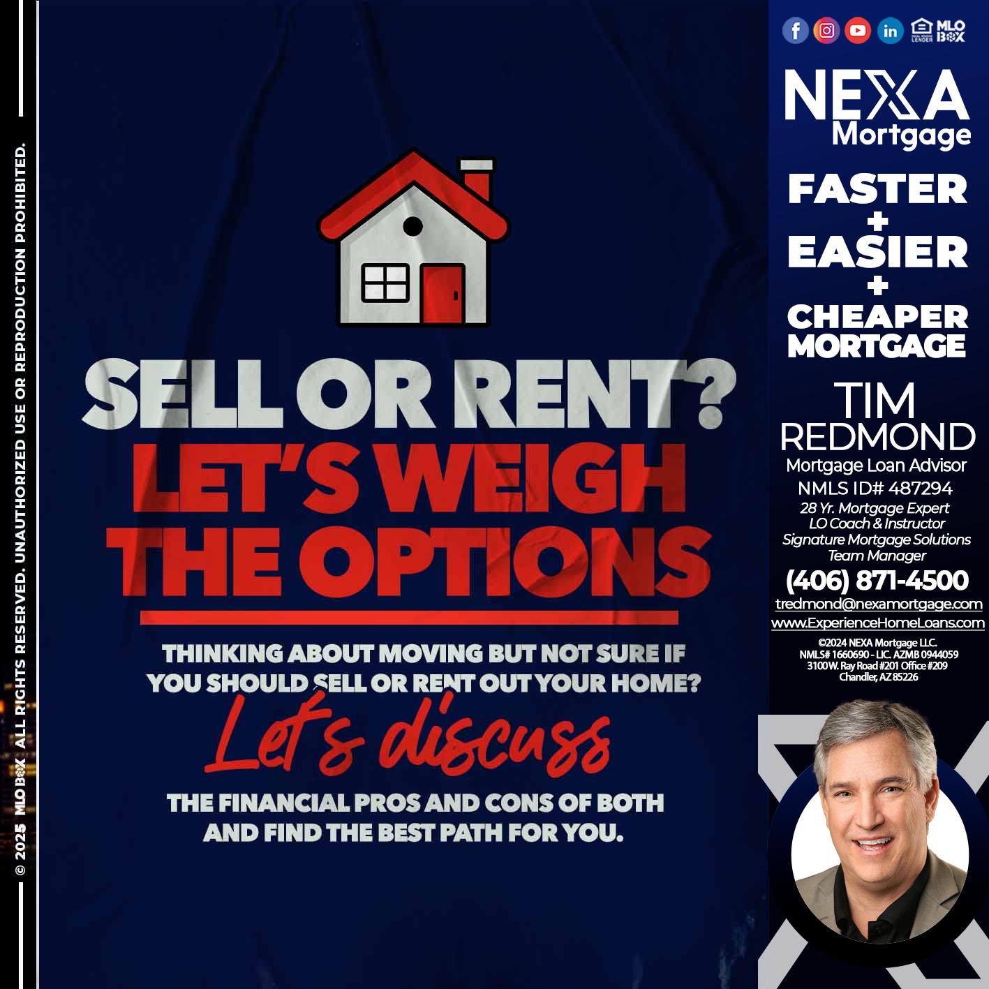 SELL OR RENT? - Tim Redmond -Mortgage Loan Advisor | NMLS 487294 <br /> 30yr/Mortgage Expert | LO Coach <br /> Team Manager | Signature Mortgage Solutions” alt=”SELL OR RENT? – Tim Redmond -Mortgage Loan Advisor | NMLS 487294 <br /> 30yr/Mortgage Expert | LO Coach <br /> Team Manager | Signature Mortgage Solutions” />Hi, my name is Tim Redmond. Iβm a Loan Officer with NEXA Mortgage LLC., offering personalized mortgage solutions, fast customized quotes, great rates and service with integrity.</p>
<div class=