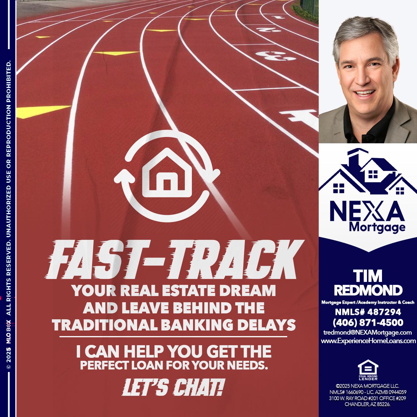 FAST TRACK - Tim Redmond -Mortgage Loan Advisor | NMLS 487294 <br /> 30yr/Mortgage Expert | LO Coach <br /> Team Manager | Signature Mortgage Solutions” alt=”FAST TRACK – Tim Redmond -Mortgage Loan Advisor | NMLS 487294 <br /> 30yr/Mortgage Expert | LO Coach <br /> Team Manager | Signature Mortgage Solutions” />Hi, my name is Tim Redmond. Iβm a Loan Officer with NEXA Mortgage LLC., offering personalized mortgage solutions, fast customized quotes, great rates and service with integrity.</p>
<div class=