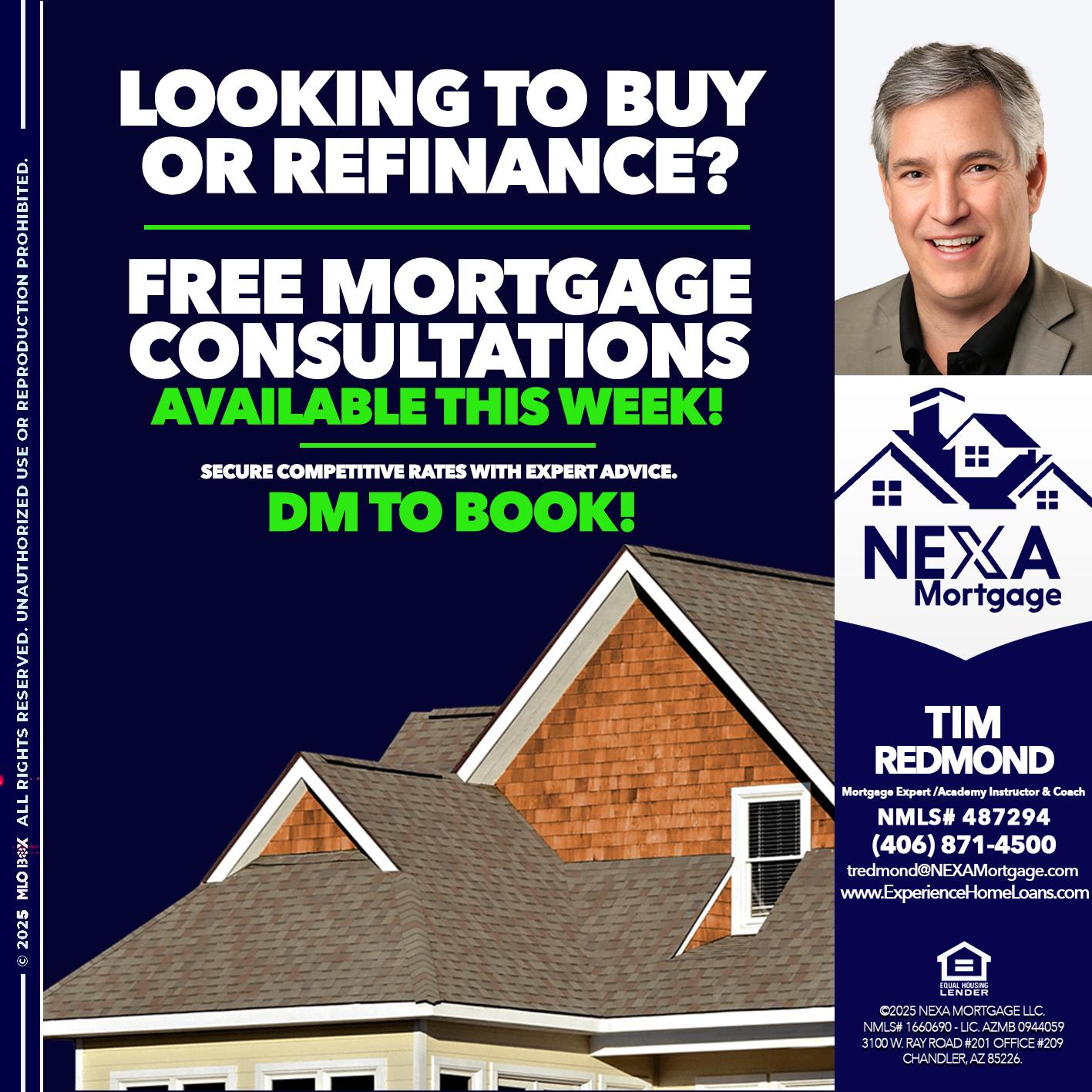 LOOKING TO BUY OR REFINANCE - Tim Redmond -Mortgage Loan Advisor | NMLS 487294 <br /> 30yr/Mortgage Expert | LO Coach <br /> Team Manager | Signature Mortgage Solutions” alt=”LOOKING TO BUY OR REFINANCE – Tim Redmond -Mortgage Loan Advisor | NMLS 487294 <br /> 30yr/Mortgage Expert | LO Coach <br /> Team Manager | Signature Mortgage Solutions” />Hi, my name is Tim Redmond. Iβm a Loan Officer with NEXA Mortgage LLC., offering personalized mortgage solutions, fast customized quotes, great rates and service with integrity.</p>
<div class=