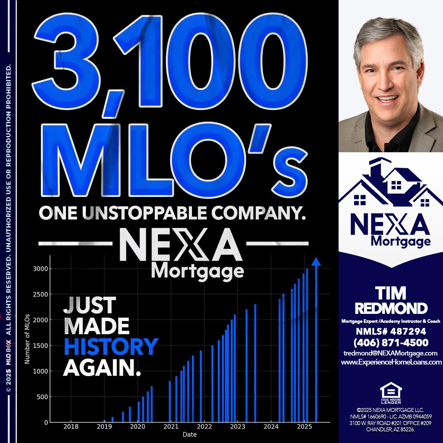 3,100 MLOΒ΄s - Tim Redmond -Mortgage Loan Advisor | NMLS 487294 <br /> 30yr/Mortgage Expert | LO Coach <br /> Team Manager | Signature Mortgage Solutions” alt=”3,100 MLOΒ΄s – Tim Redmond -Mortgage Loan Advisor | NMLS 487294 <br /> 30yr/Mortgage Expert | LO Coach <br /> Team Manager | Signature Mortgage Solutions” />Hi, my name is Tim Redmond. Iβm a Loan Officer with NEXA Mortgage LLC., offering personalized mortgage solutions, fast customized quotes, great rates and service with integrity.</p>
<div class=