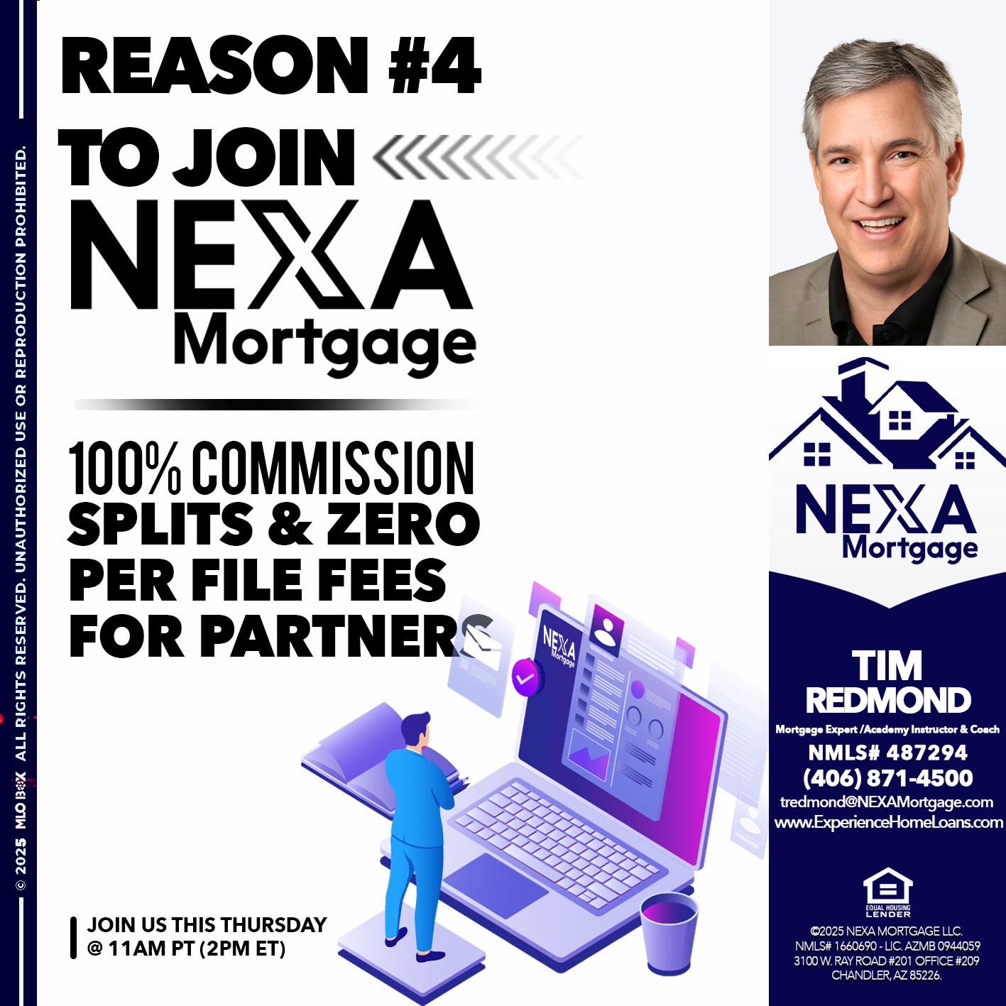 REASON 4 - Tim Redmond -Mortgage Loan Advisor | NMLS 487294 <br /> 30yr/Mortgage Expert | LO Coach <br /> Team Manager | Signature Mortgage Solutions” alt=”REASON 4 – Tim Redmond -Mortgage Loan Advisor | NMLS 487294 <br /> 30yr/Mortgage Expert | LO Coach <br /> Team Manager | Signature Mortgage Solutions” />Hi, my name is Tim Redmond. Iβm a Loan Officer with NEXA Mortgage LLC., offering personalized mortgage solutions, fast customized quotes, great rates and service with integrity.</p>
<div class=