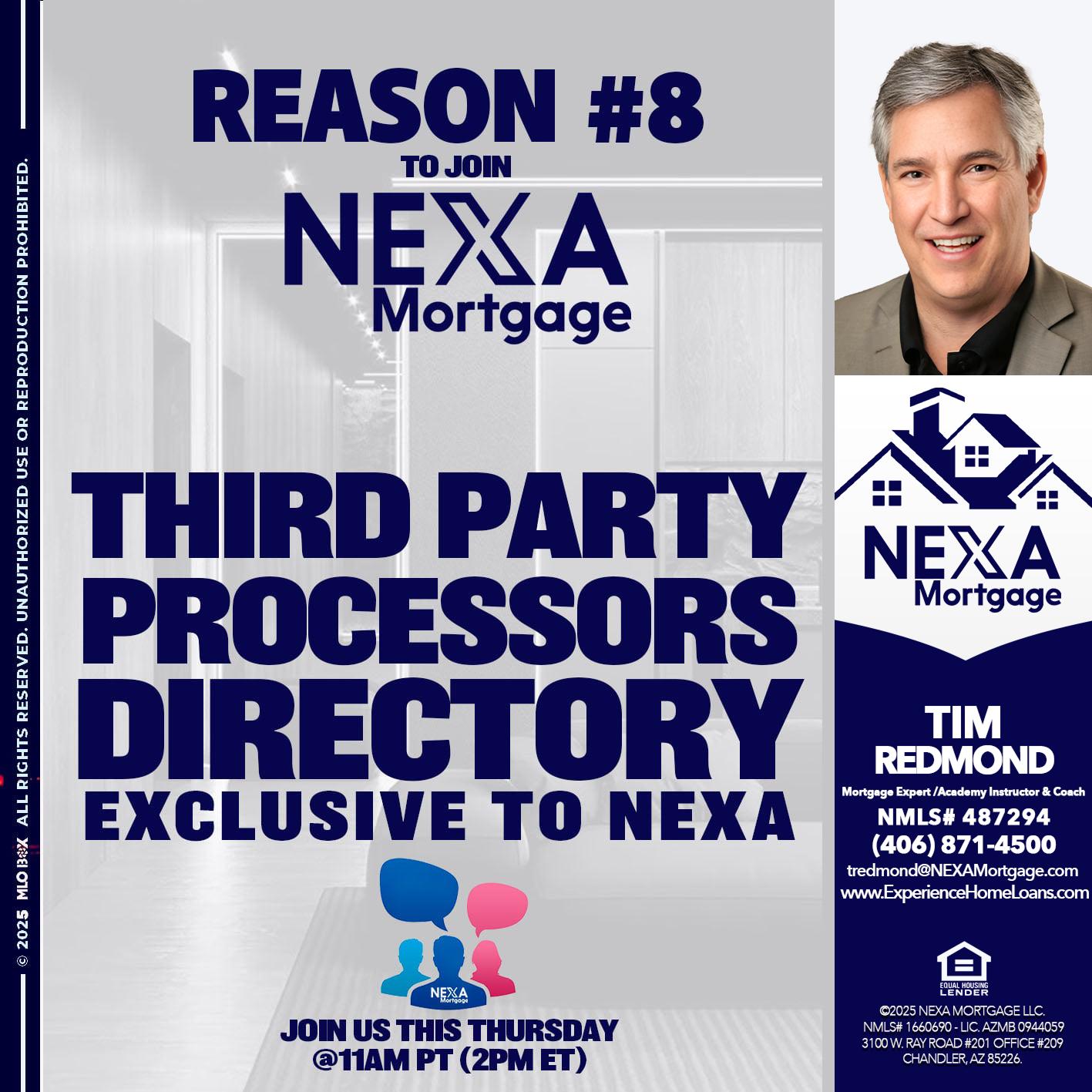 REASON 8 - Tim Redmond -Mortgage Loan Advisor | NMLS 487294 <br /> 30yr/Mortgage Expert | LO Coach <br /> Team Manager | Signature Mortgage Solutions” alt=”REASON 8 – Tim Redmond -Mortgage Loan Advisor | NMLS 487294 <br /> 30yr/Mortgage Expert | LO Coach <br /> Team Manager | Signature Mortgage Solutions” />Hi, my name is Tim Redmond. Iβm a Loan Officer with NEXA Mortgage LLC., offering personalized mortgage solutions, fast customized quotes, great rates and service with integrity.</p>
<div class=