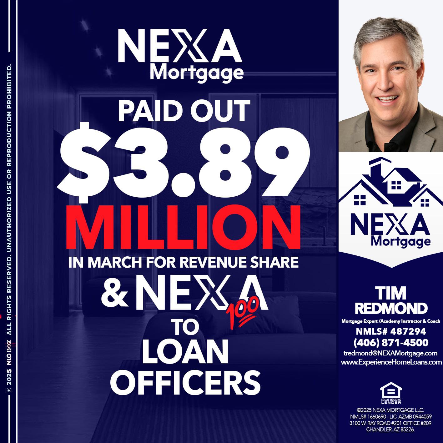 NEXA PAID OUT - Tim Redmond -Mortgage Loan Advisor | NMLS 487294 <br /> 30yr/Mortgage Expert | LO Coach <br /> Team Manager | Signature Mortgage Solutions” alt=”NEXA PAID OUT – Tim Redmond -Mortgage Loan Advisor | NMLS 487294 <br /> 30yr/Mortgage Expert | LO Coach <br /> Team Manager | Signature Mortgage Solutions” />Hi, my name is Tim Redmond. Iβm a Loan Officer with NEXA Mortgage LLC., offering personalized mortgage solutions, fast customized quotes, great rates and service with integrity.</p>
<div class=