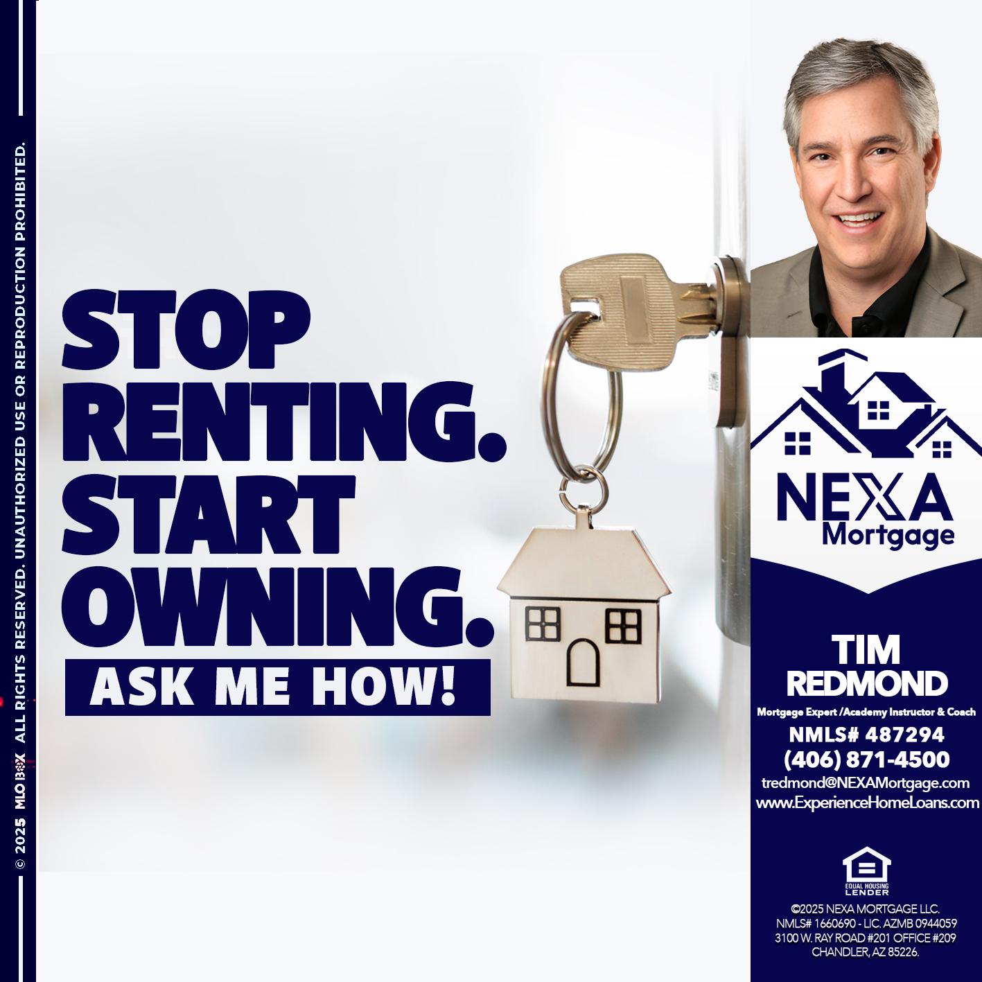 STOP RENTING - Tim Redmond -Mortgage Loan Advisor | NMLS 487294 <br /> 30yr/Mortgage Expert | LO Coach <br /> Team Manager | Signature Mortgage Solutions” alt=”STOP RENTING – Tim Redmond -Mortgage Loan Advisor | NMLS 487294 <br /> 30yr/Mortgage Expert | LO Coach <br /> Team Manager | Signature Mortgage Solutions” />Hi, my name is Tim Redmond. Iβm a Loan Officer with NEXA Mortgage LLC., offering personalized mortgage solutions, fast customized quotes, great rates and service with integrity.</p>
<div class=