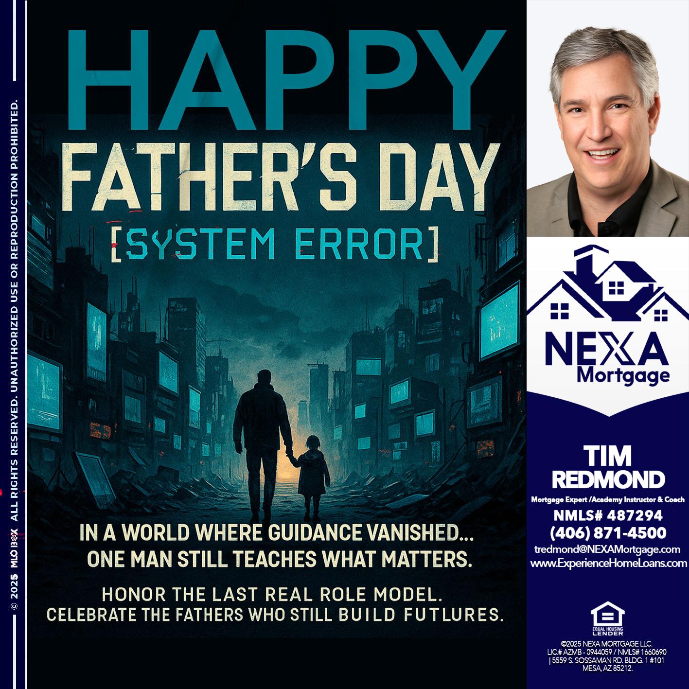 HAPPY FATHERS DAY - Tim Redmond -Mortgage Loan Advisor | NMLS 487294 <br /> 30yr/Mortgage Expert | LO Coach <br /> Team Manager | Signature Mortgage Solutions” alt=”HAPPY FATHERS DAY – Tim Redmond -Mortgage Loan Advisor | NMLS 487294 <br /> 30yr/Mortgage Expert | LO Coach <br /> Team Manager | Signature Mortgage Solutions” />Hi, my name is Tim Redmond. Iβm a Loan Officer with NEXA Mortgage LLC., offering personalized mortgage solutions, fast customized quotes, great rates and service with integrity.</p>
<div class=
