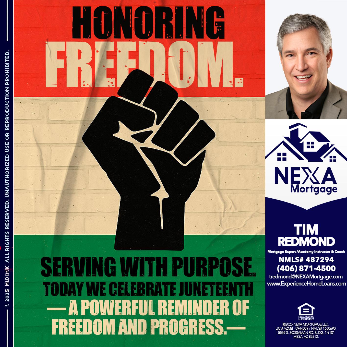 HONORING FREEDOM - Tim Redmond -Mortgage Loan Advisor | NMLS 487294 <br /> 30yr/Mortgage Expert | LO Coach <br /> Team Manager | Signature Mortgage Solutions” alt=”HONORING FREEDOM – Tim Redmond -Mortgage Loan Advisor | NMLS 487294 <br /> 30yr/Mortgage Expert | LO Coach <br /> Team Manager | Signature Mortgage Solutions” />Hi, my name is Tim Redmond. Iβm a Loan Officer with NEXA Mortgage LLC., offering personalized mortgage solutions, fast customized quotes, great rates and service with integrity.</p>
<div class=