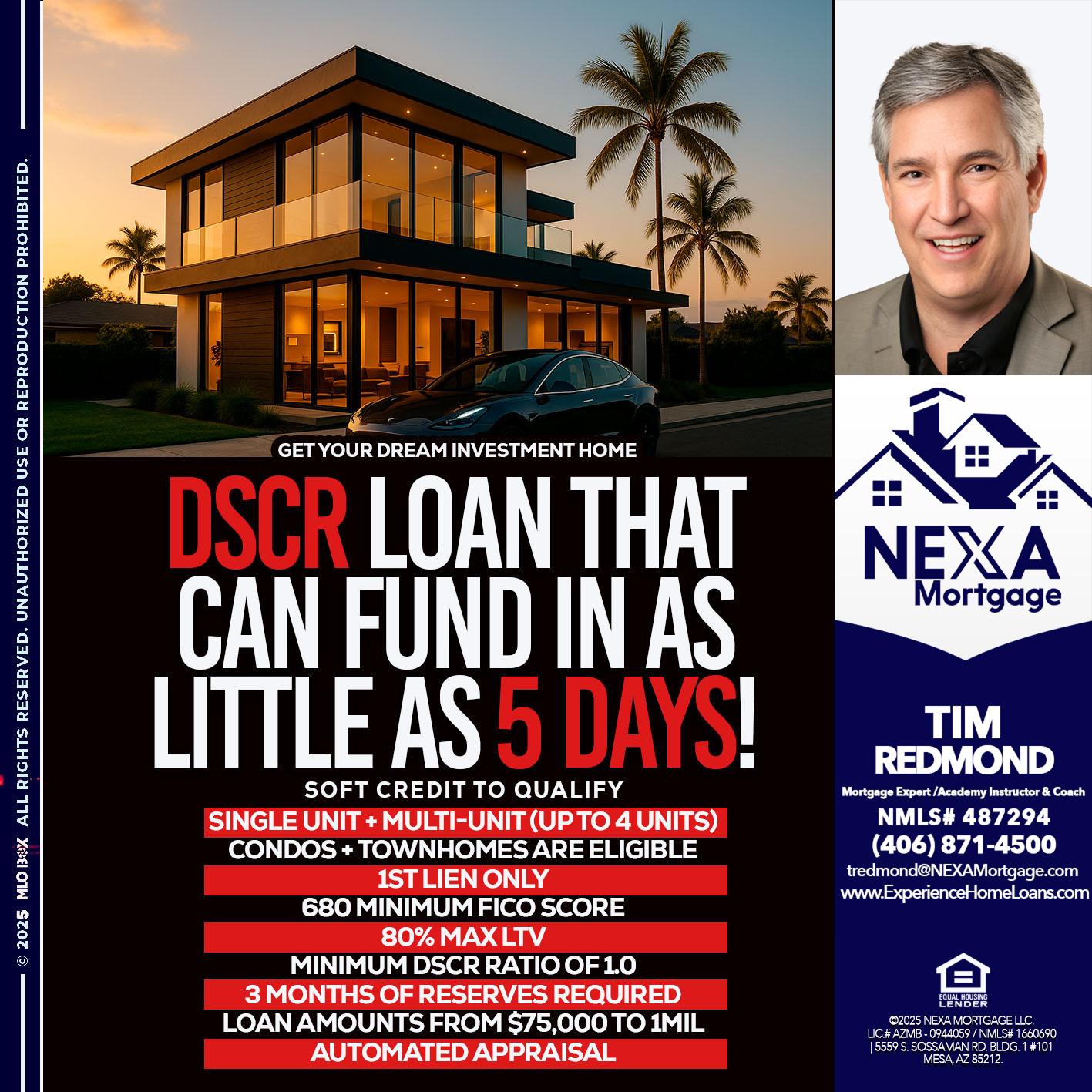 DSCR LOAN - Tim Redmond -Mortgage Loan Advisor | NMLS 487294 <br /> 30yr/Mortgage Expert | LO Coach <br /> Team Manager | Signature Mortgage Solutions” alt=”DSCR LOAN – Tim Redmond -Mortgage Loan Advisor | NMLS 487294 <br /> 30yr/Mortgage Expert | LO Coach <br /> Team Manager | Signature Mortgage Solutions” />Hi, my name is Tim Redmond. Iβm a Loan Officer with NEXA Mortgage LLC., offering personalized mortgage solutions, fast customized quotes, great rates and service with integrity.</p>
<div class=